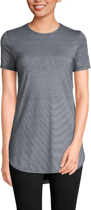 Lands' End Women's Moisture Wicking UPF Sun Short Sleeve Curved Hem Tunic Top-Print