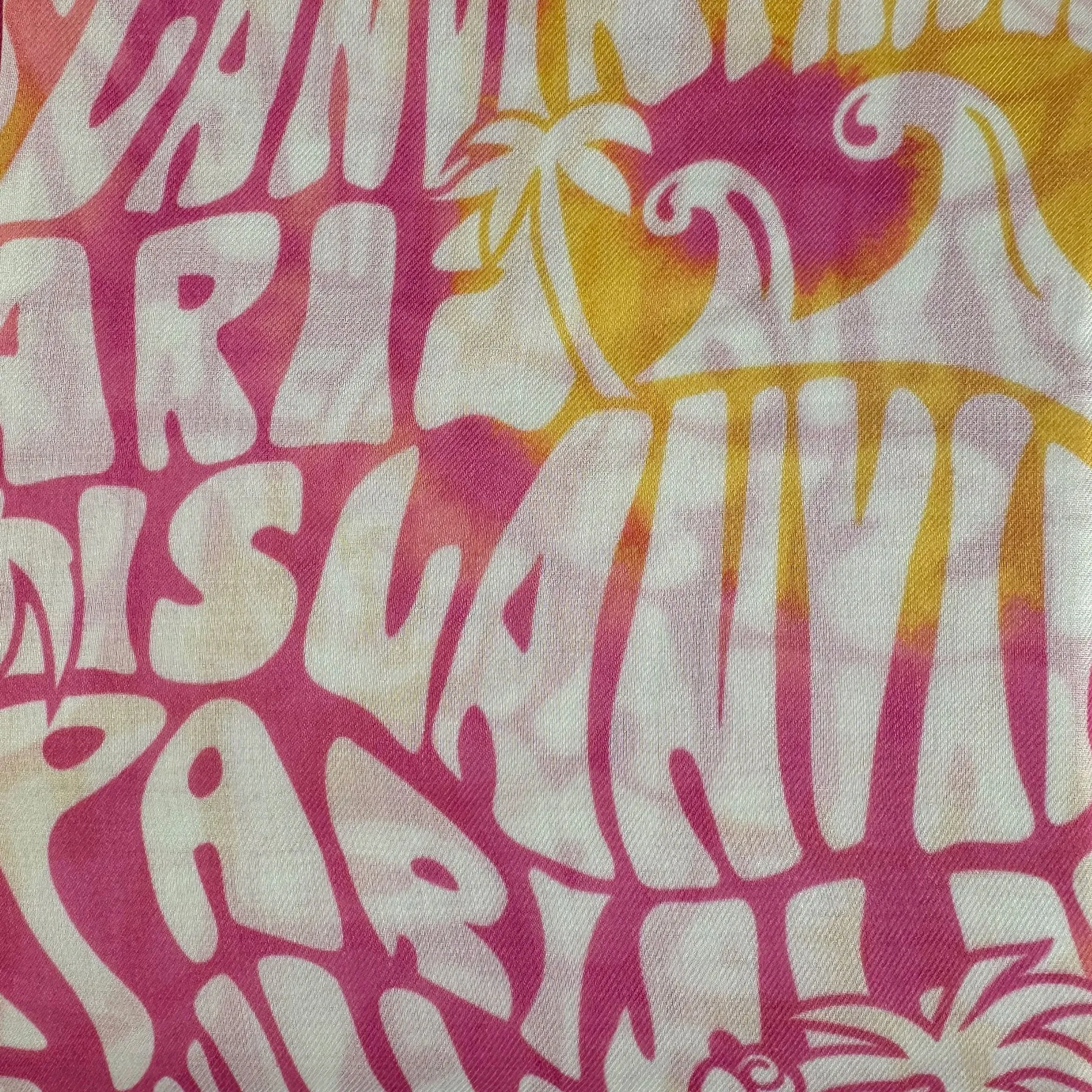 Lanvin Scarf Pink White Island Design - Extra Large 55 Inch Square Wrap FINAL SALE
