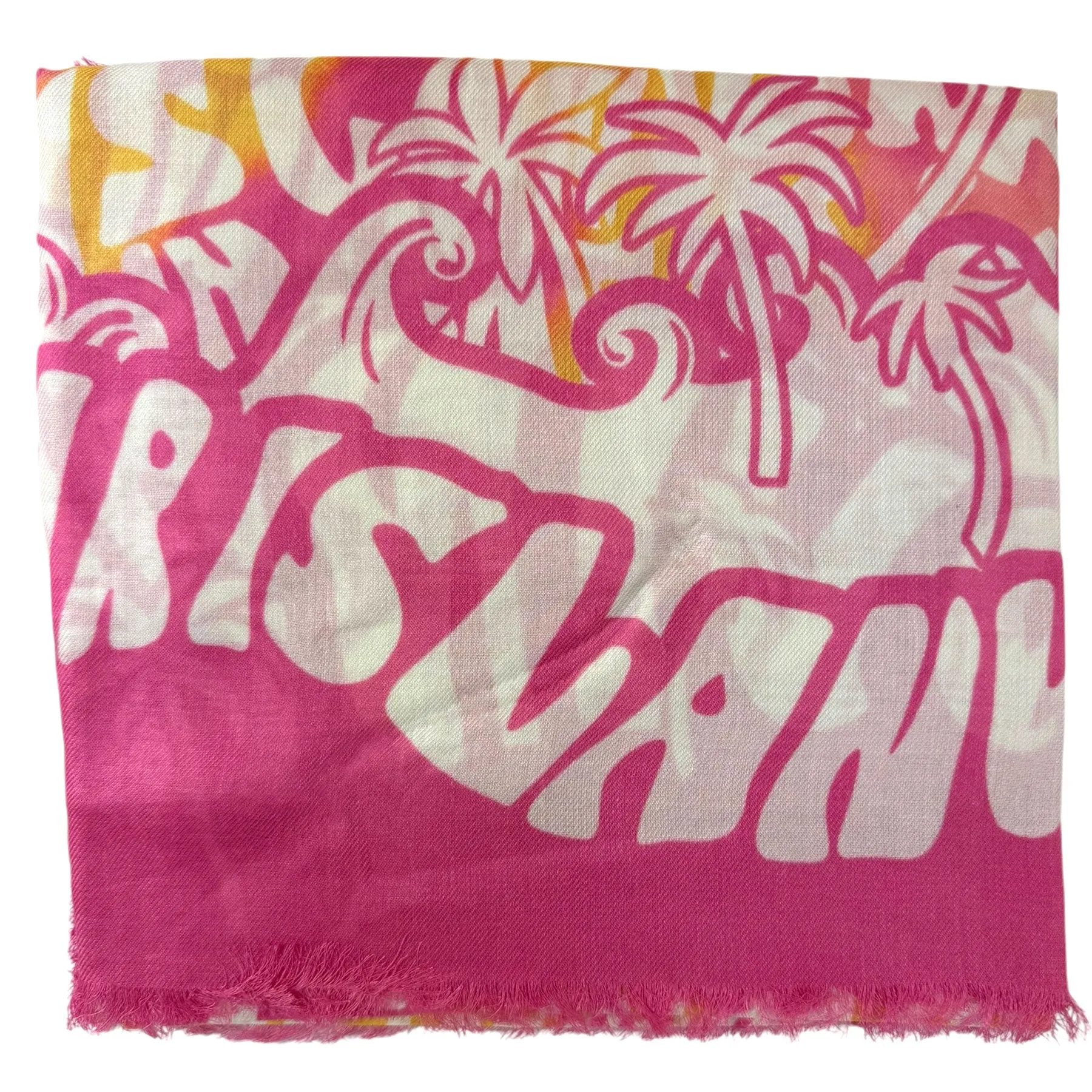 Lanvin Scarf Pink White Island Design - Extra Large 55 Inch Square Wrap FINAL SALE
