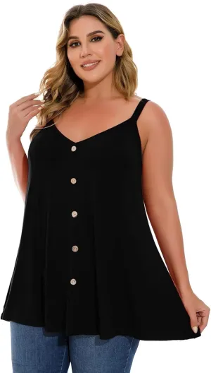 LARACE Plus Size Tank Tops for Womens V Neck T Shirts Casual Sleeveless Tops and Blouses Cute Clothes Loose Fit Tunics