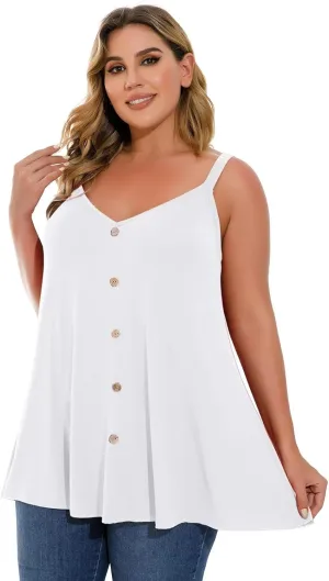 LARACE Plus Size Tank Tops for Womens V Neck T Shirts Casual Sleeveless Tops and Blouses Cute Clothes Loose Fit Tunics