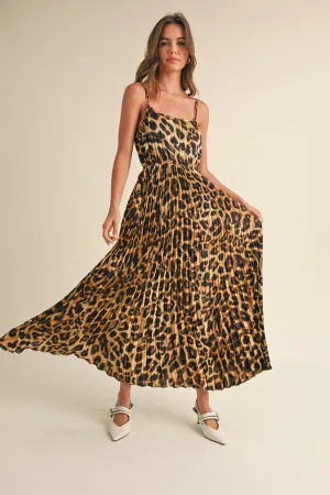 Leopard Pleated Maxi Dress - SALE