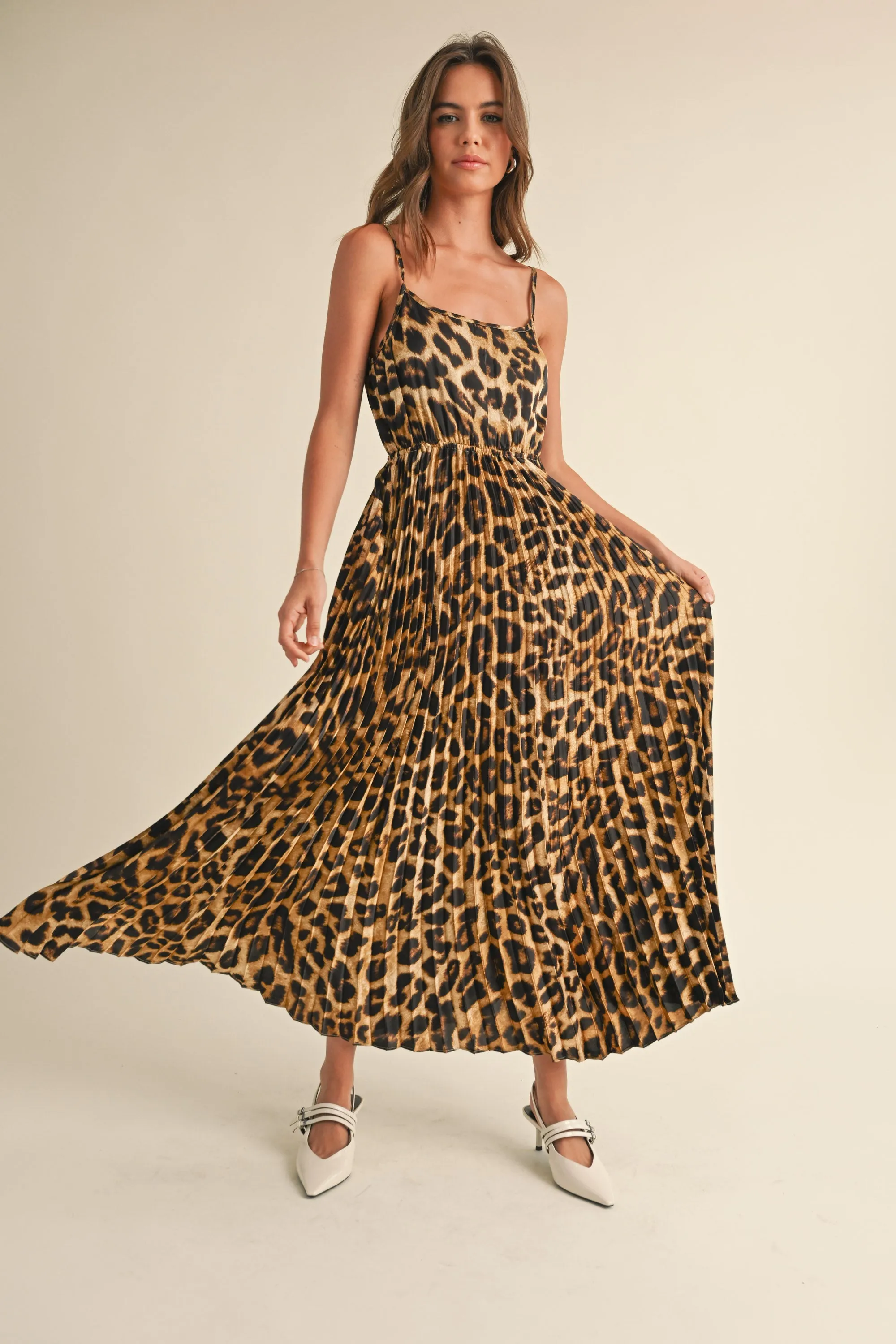 Leopard Pleated Maxi Dress - SALE