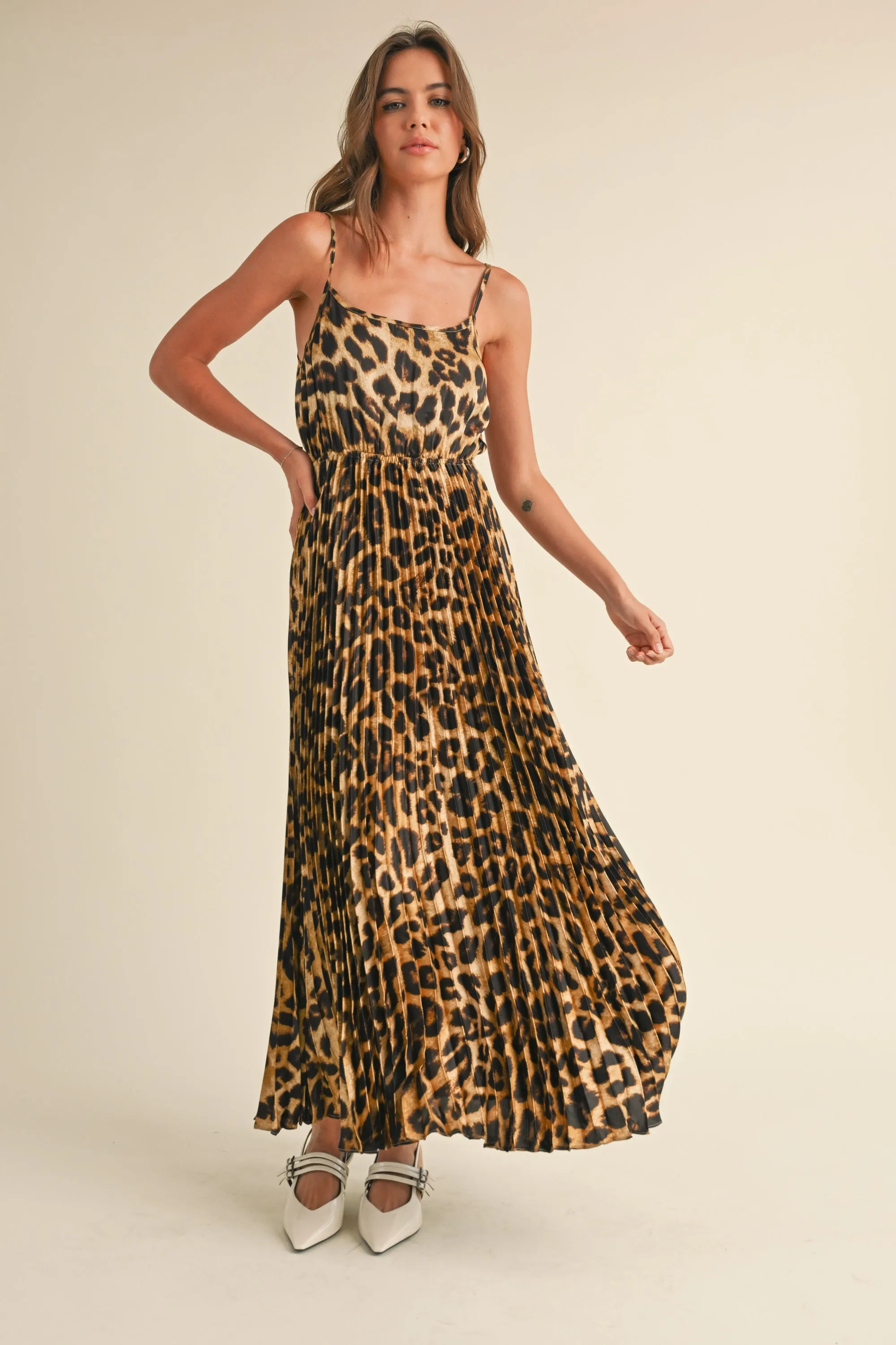 Leopard Pleated Maxi Dress - SALE