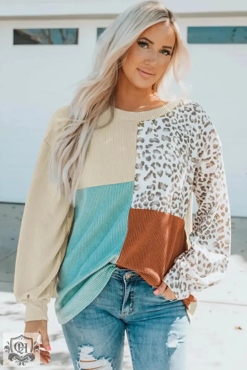 Leopard Print Colour Block Sweater