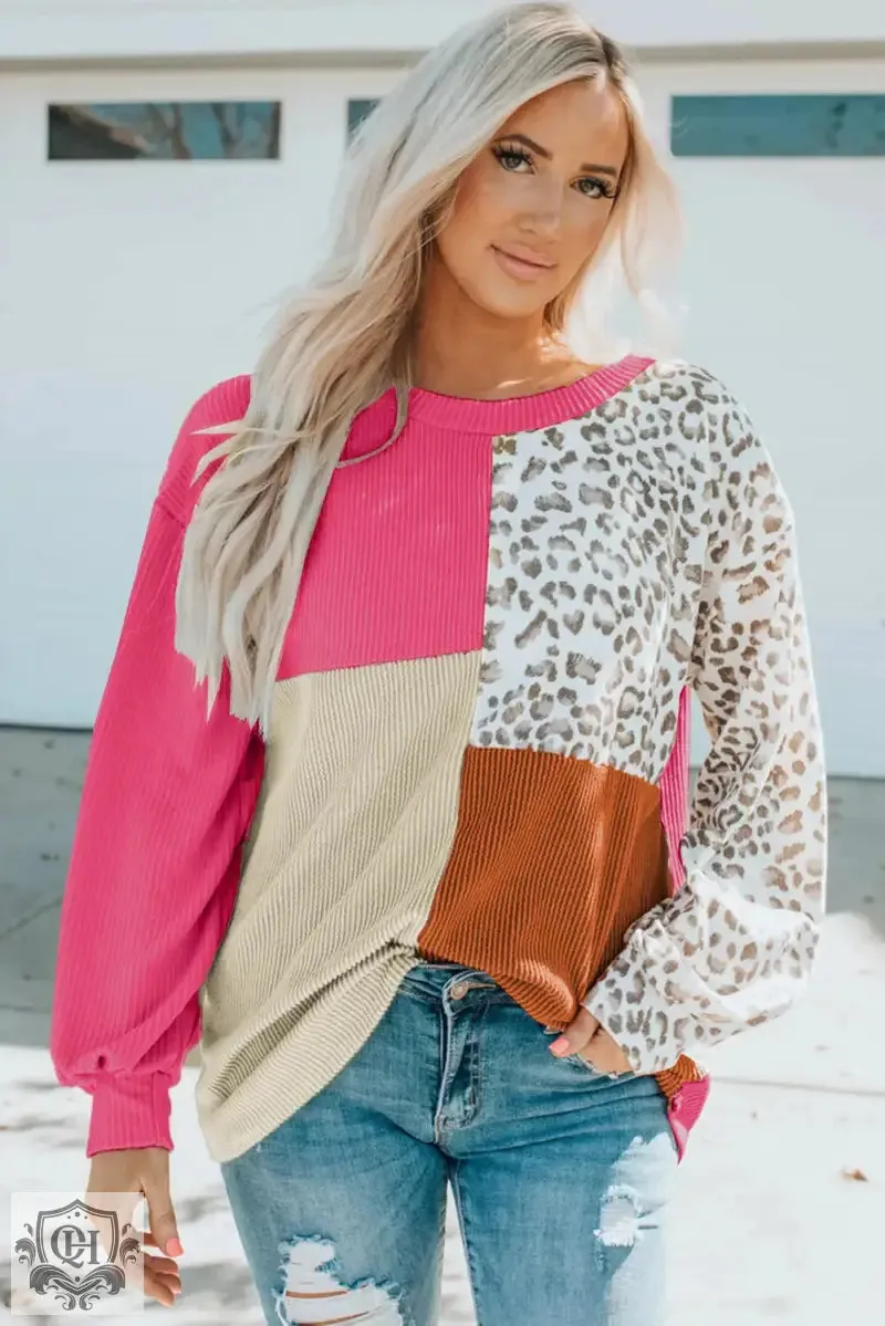 Leopard Print Colour Block Sweater