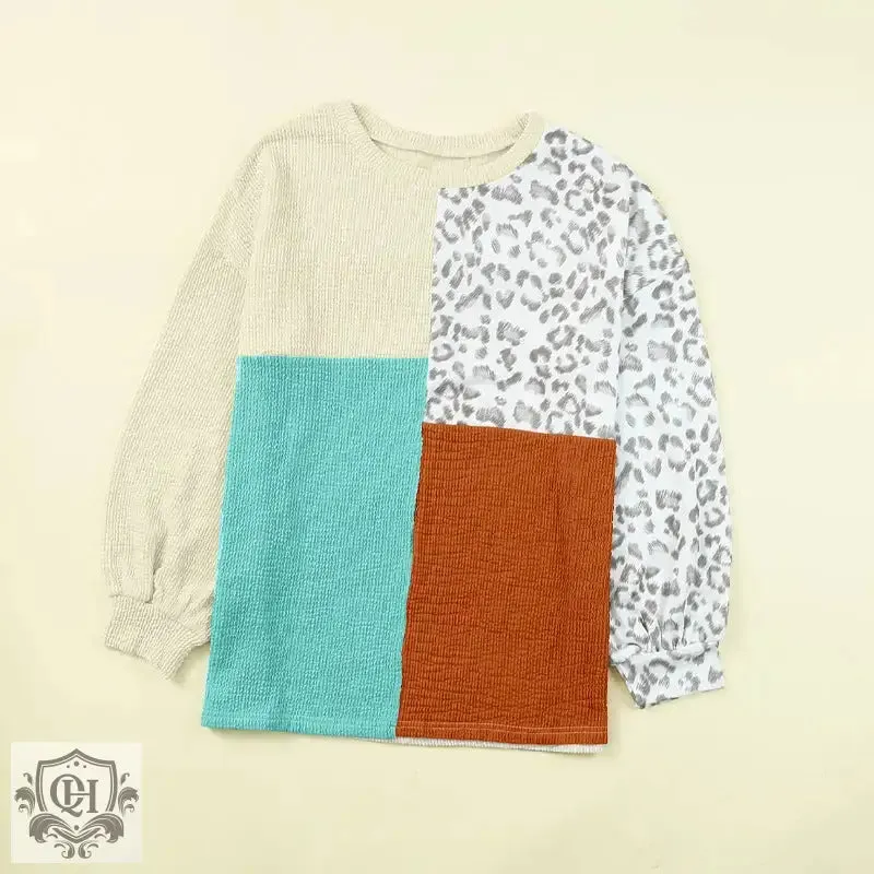 Leopard Print Colour Block Sweater