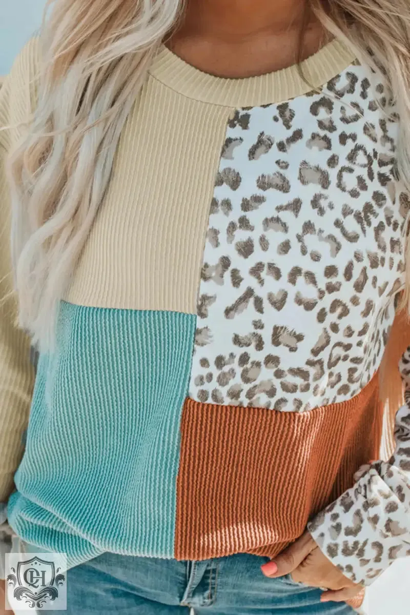 Leopard Print Colour Block Sweater