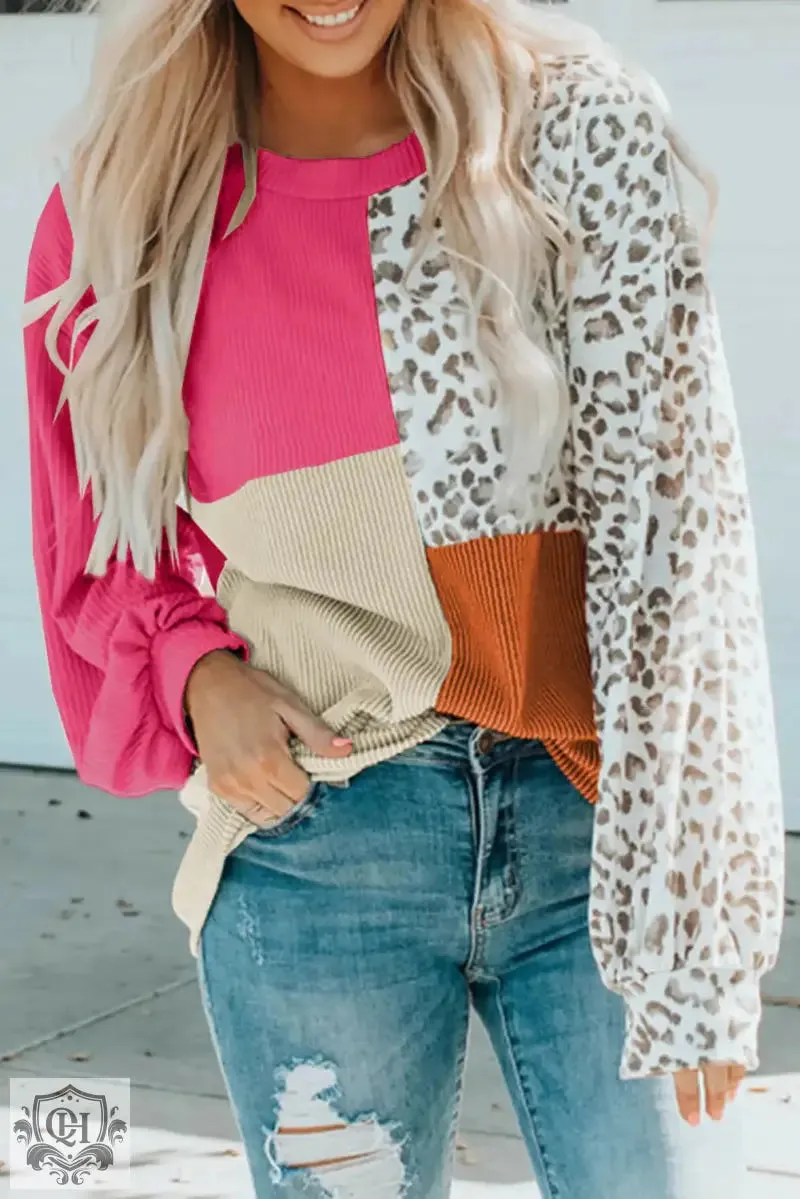 Leopard Print Colour Block Sweater