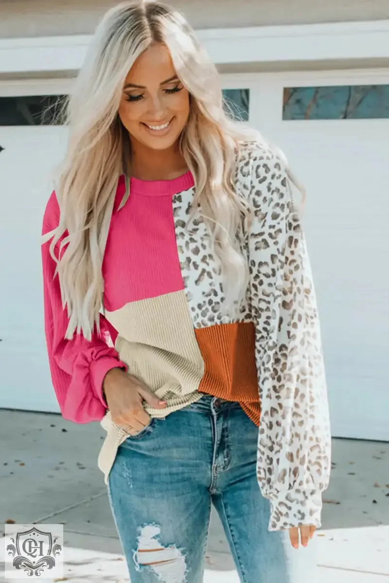 Leopard Print Colour Block Sweater