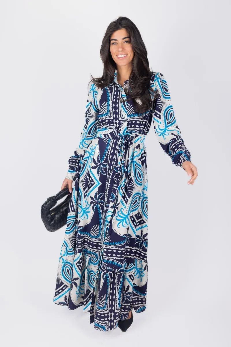 LEXI DRESS (IVORY/BLUE)