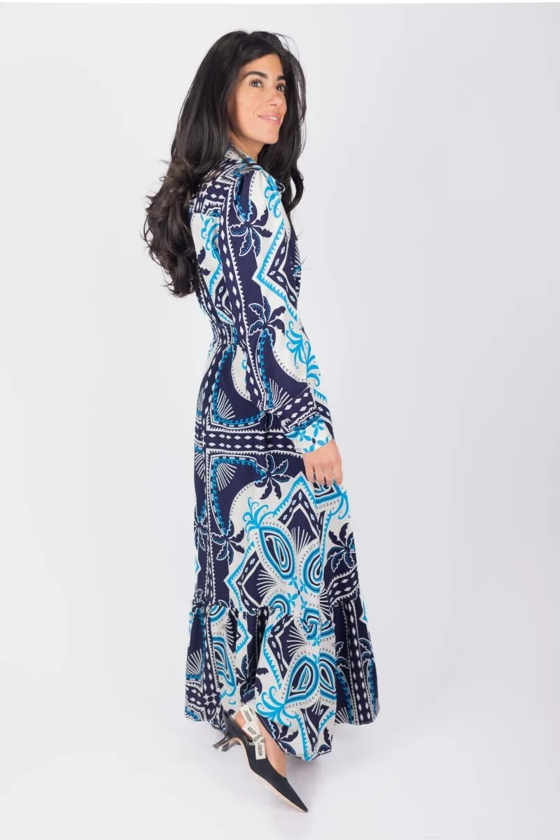 LEXI DRESS (IVORY/BLUE)