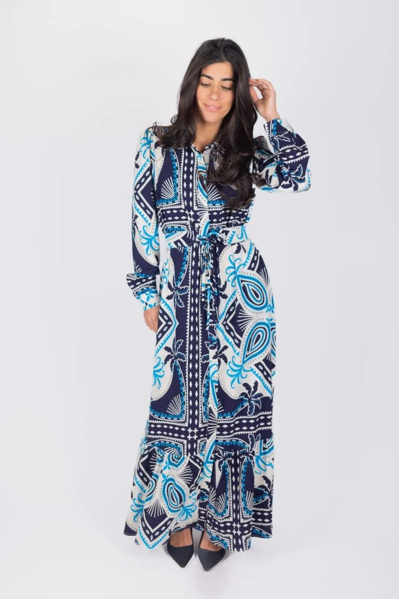 LEXI DRESS (IVORY/BLUE)