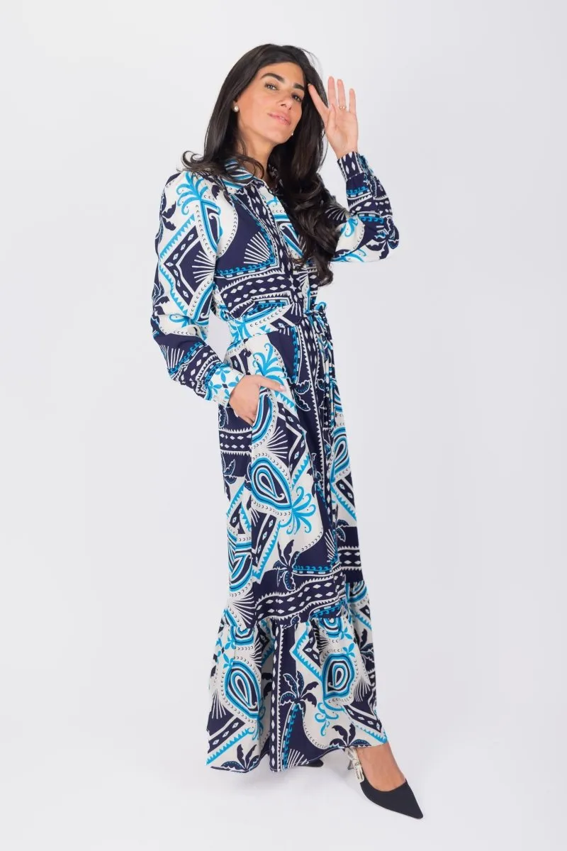 LEXI DRESS (IVORY/BLUE)