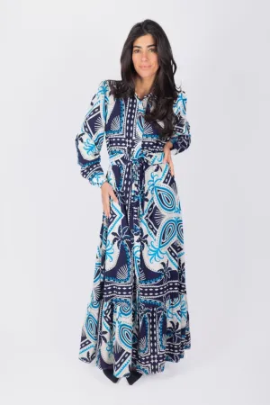 LEXI DRESS (IVORY/BLUE)