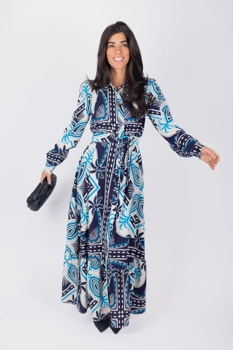 LEXI DRESS (IVORY/BLUE)