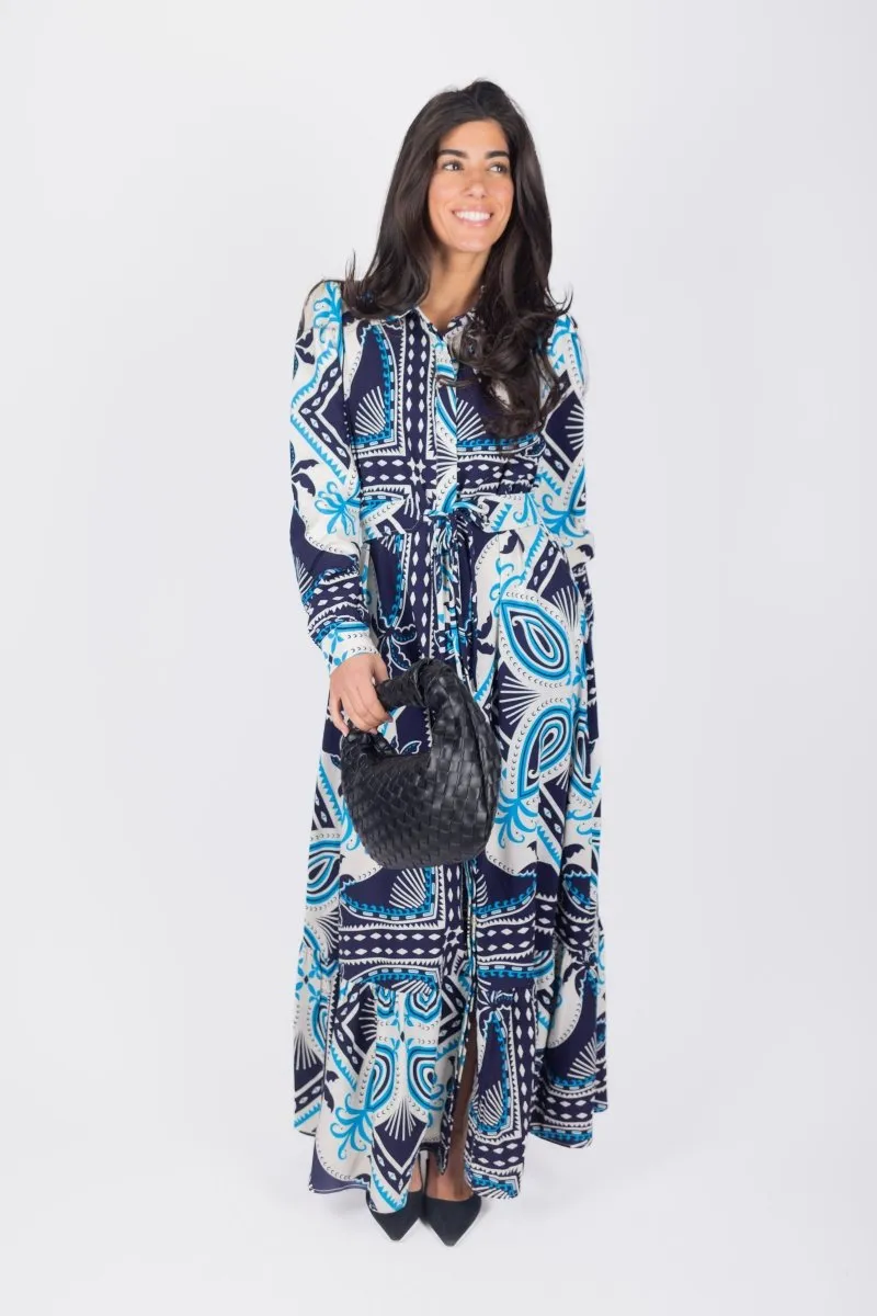 LEXI DRESS (IVORY/BLUE)