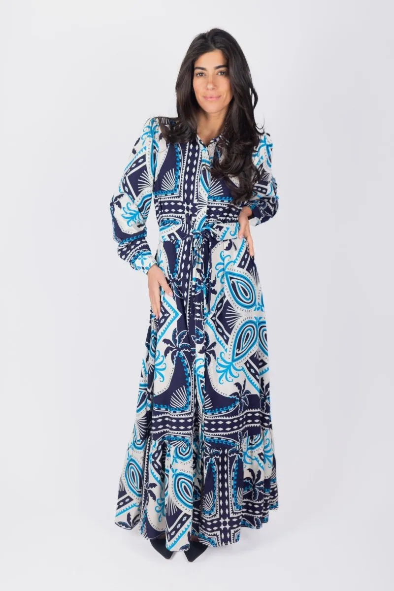LEXI DRESS (IVORY/BLUE)