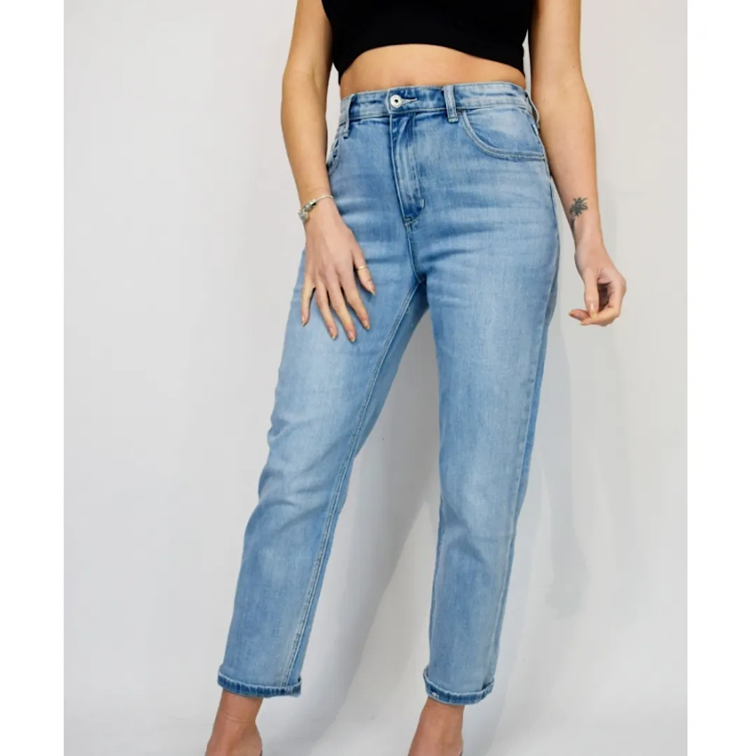 Light Denim Wash Mom Jeans