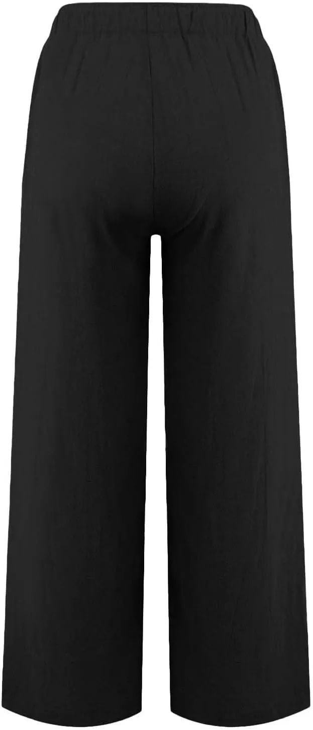 Linen Pants Women Summer Casual Boho Wide Leg Palazzo Pant High Waist Lightweight Flowy Beach Outfits Travel Vacation