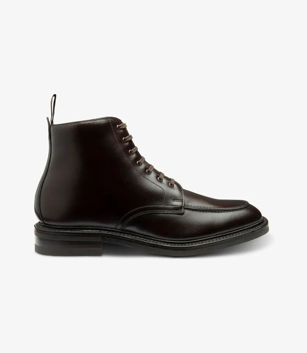 LOAKE GISBOURNE DARK BROWN DERBY BOOT RUBBER SOLE F-MEDIUM