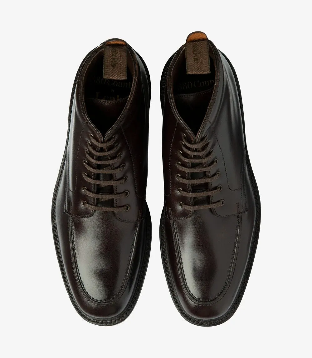 LOAKE GISBOURNE DARK BROWN DERBY BOOT RUBBER SOLE F-MEDIUM