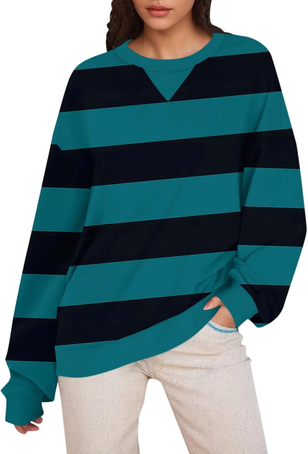 Long Sleeve Shirts For Women Trendy Fall Fashion Tops Round Neck Drop Shoulder Womens Casual Sweatshirt Pullover Tops