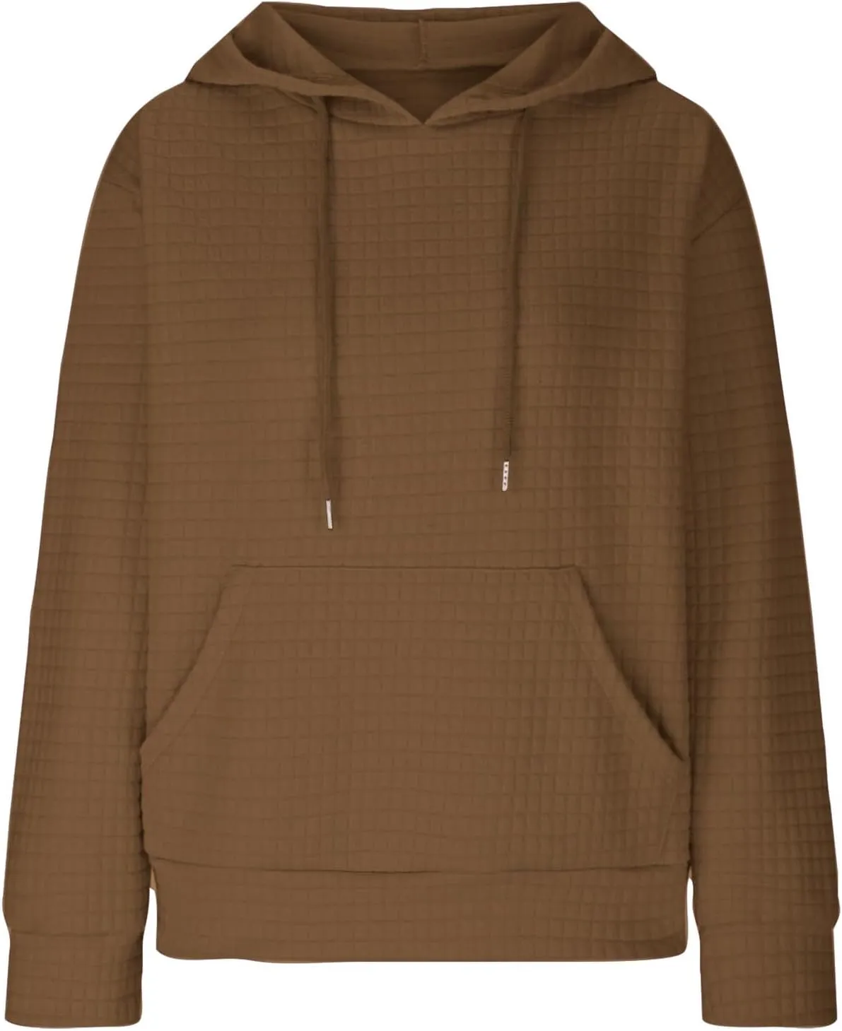 LRMQS Hoodies for Women Trendy Fall Fashion 2024 Waffle Knit Drawstring Pullover Sweatshirts Loose Fit Casual Cute Clothes