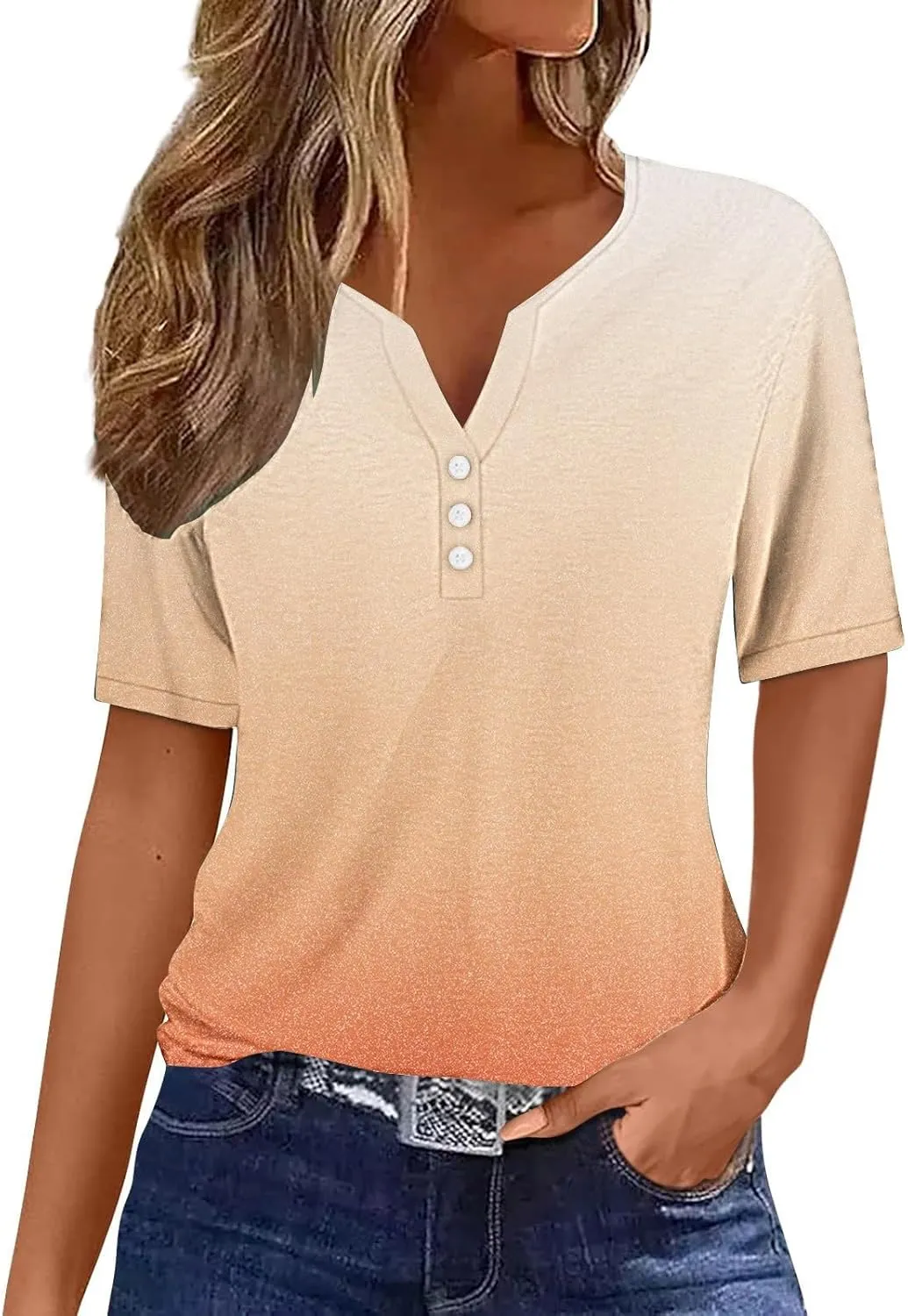 LRMQS Summer Tops for Women 2025 Vacation Trendy Short Sleeve V Neck T Shirts Casual Loose Fit Tunic Spring Boho Clothes Tees