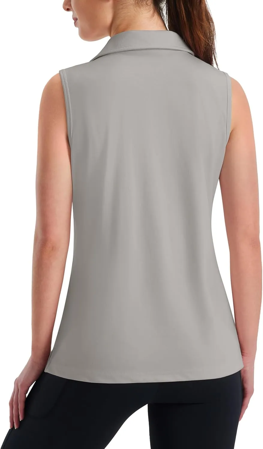 MAGCOMSEN Women's Sleeveless Golf Polo Shirts UPF 50  Tank Tops V-Neck Quick Dry Workout Athletic Tops