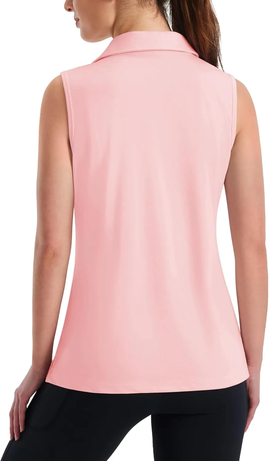 MAGCOMSEN Women's Sleeveless Golf Polo Shirts UPF 50  Tank Tops V-Neck Quick Dry Workout Athletic Tops