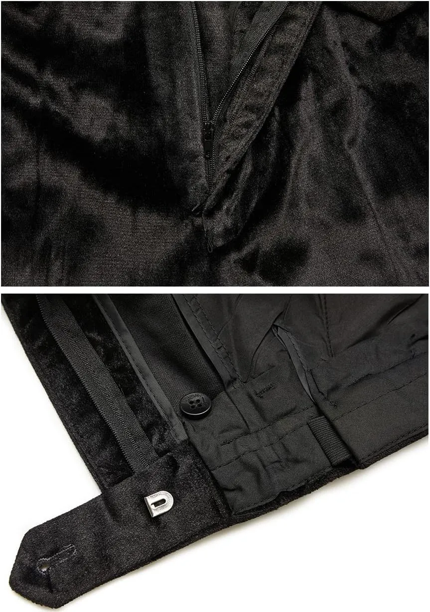 MAGE MALE Men's 2 Piece Velvet Suit One Button Tuxedo Slim Fit Luxurious Blazer Party Dinner Jacket & Pants