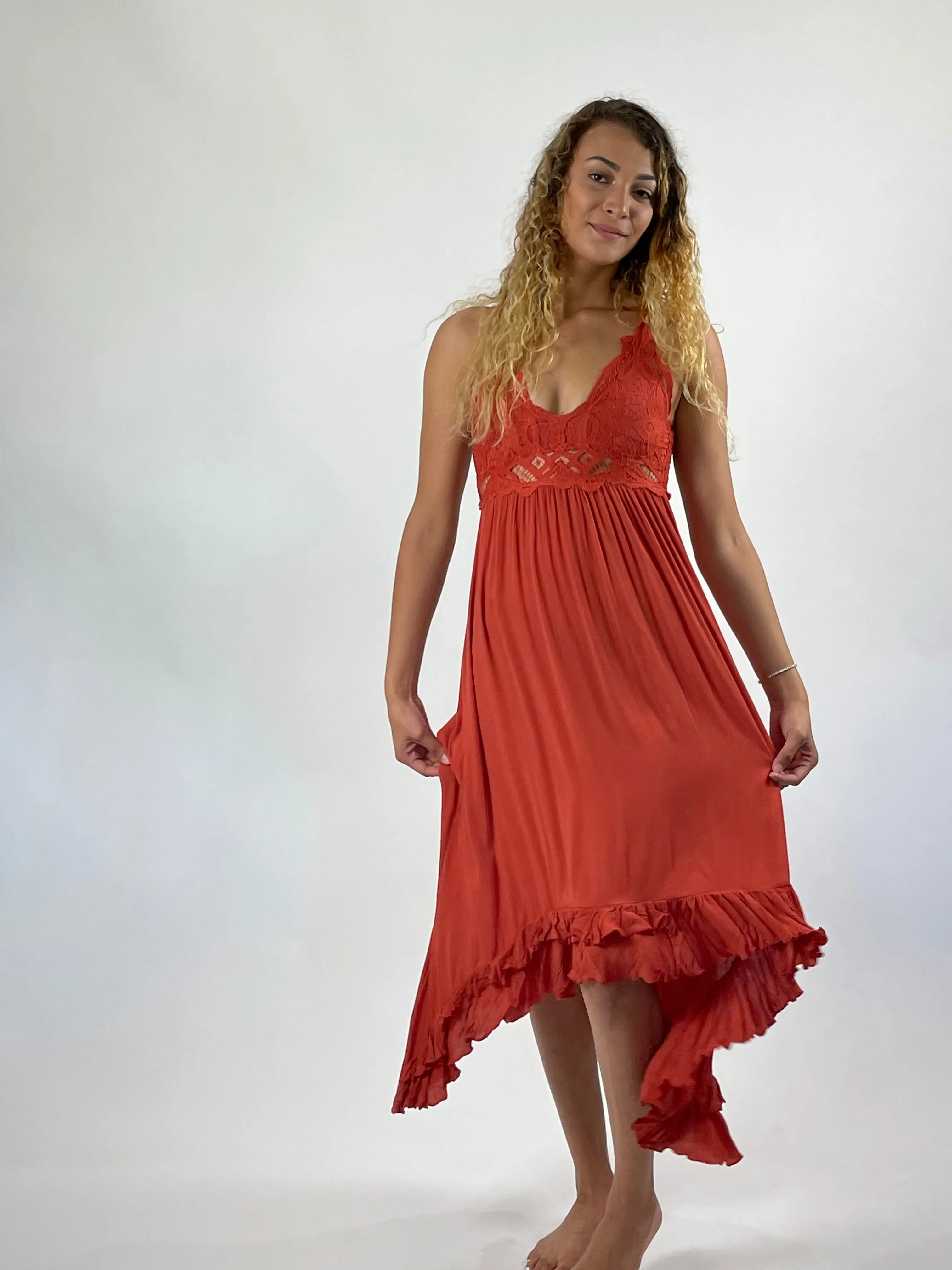 Marsala Melina Lace Dress-Mid