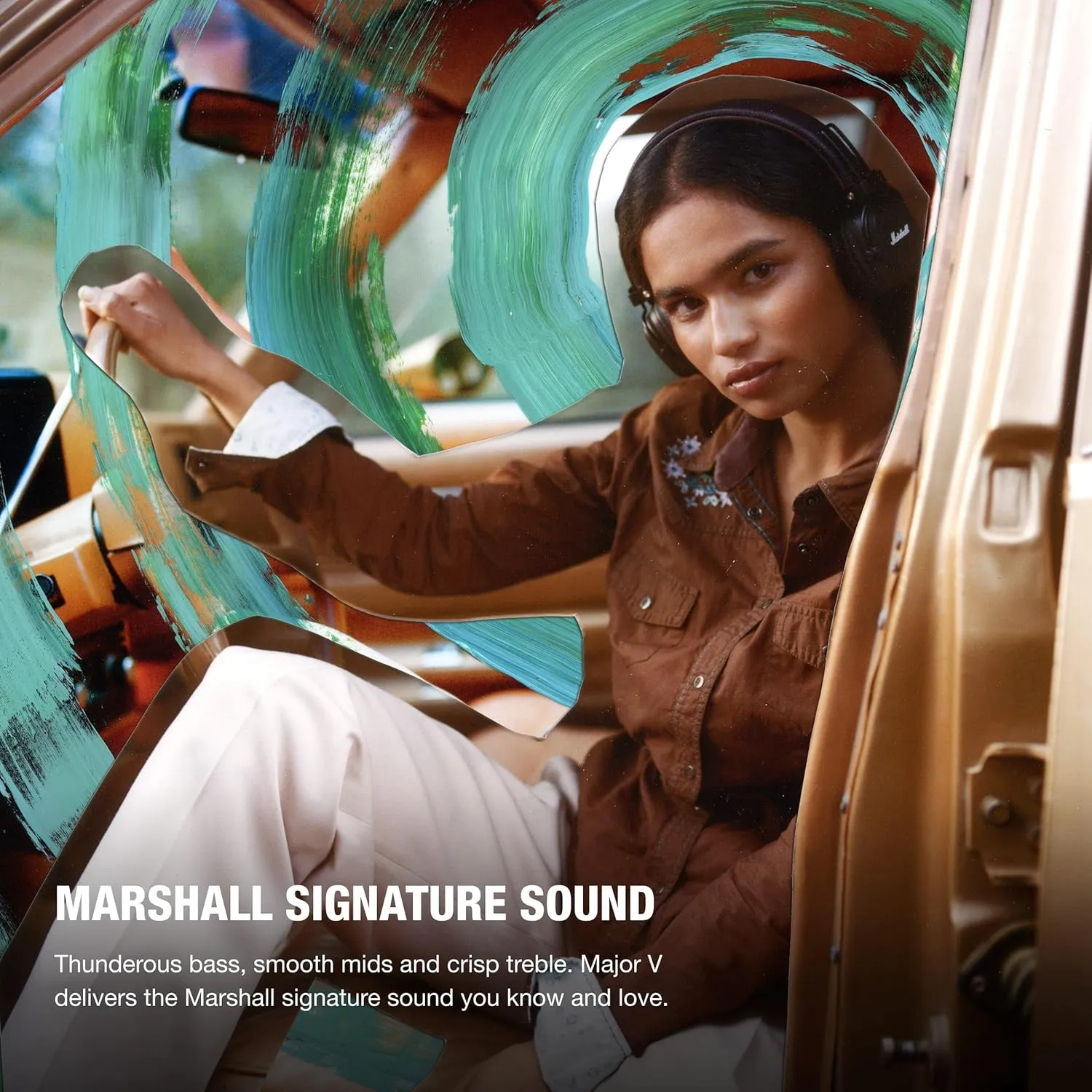 Marshall Major V Wireless On-Ear Headphones, Brown