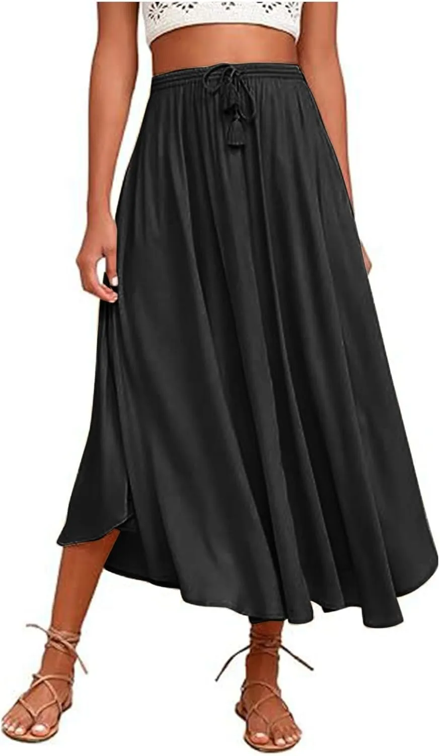 Maxi Skirts for Women Plus Size Women's Long Skirts Flowy Summer Skirt Elastic Maternity Dress for