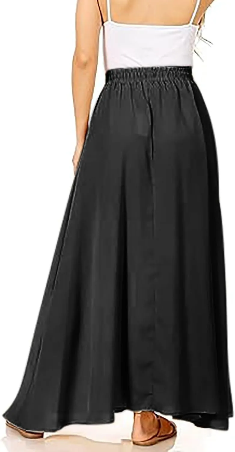 Maxi Skirts for Women Plus Size Women's Long Skirts Flowy Summer Skirt Elastic Maternity Dress for