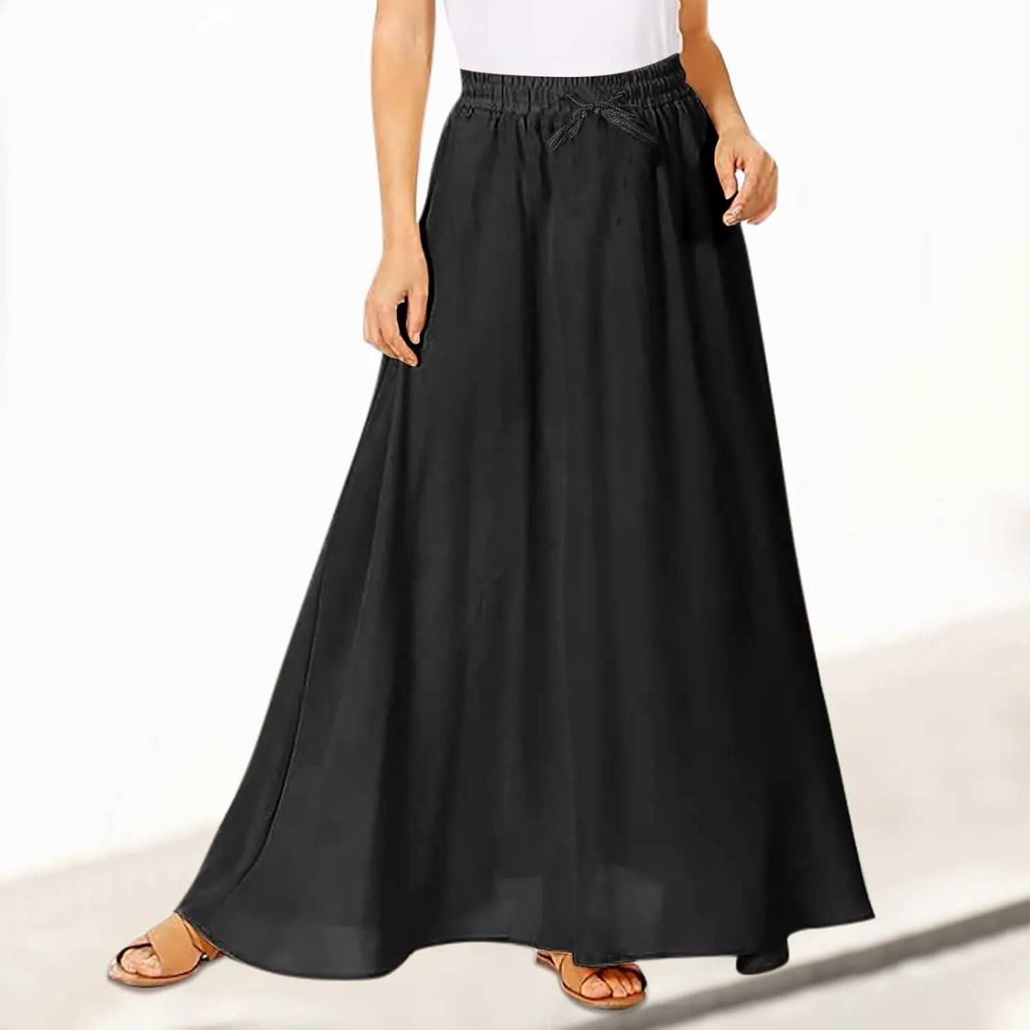 Maxi Skirts for Women Plus Size Women's Long Skirts Flowy Summer Skirt Elastic Maternity Dress for