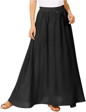 Maxi Skirts for Women Plus Size Women's Long Skirts Flowy Summer Skirt Elastic Maternity Dress for
