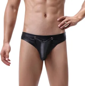 Men Underwear Sexy Low Waisted Opening Front Athletic Classic Leather Underwear Comfortable Underwear Boxers Men