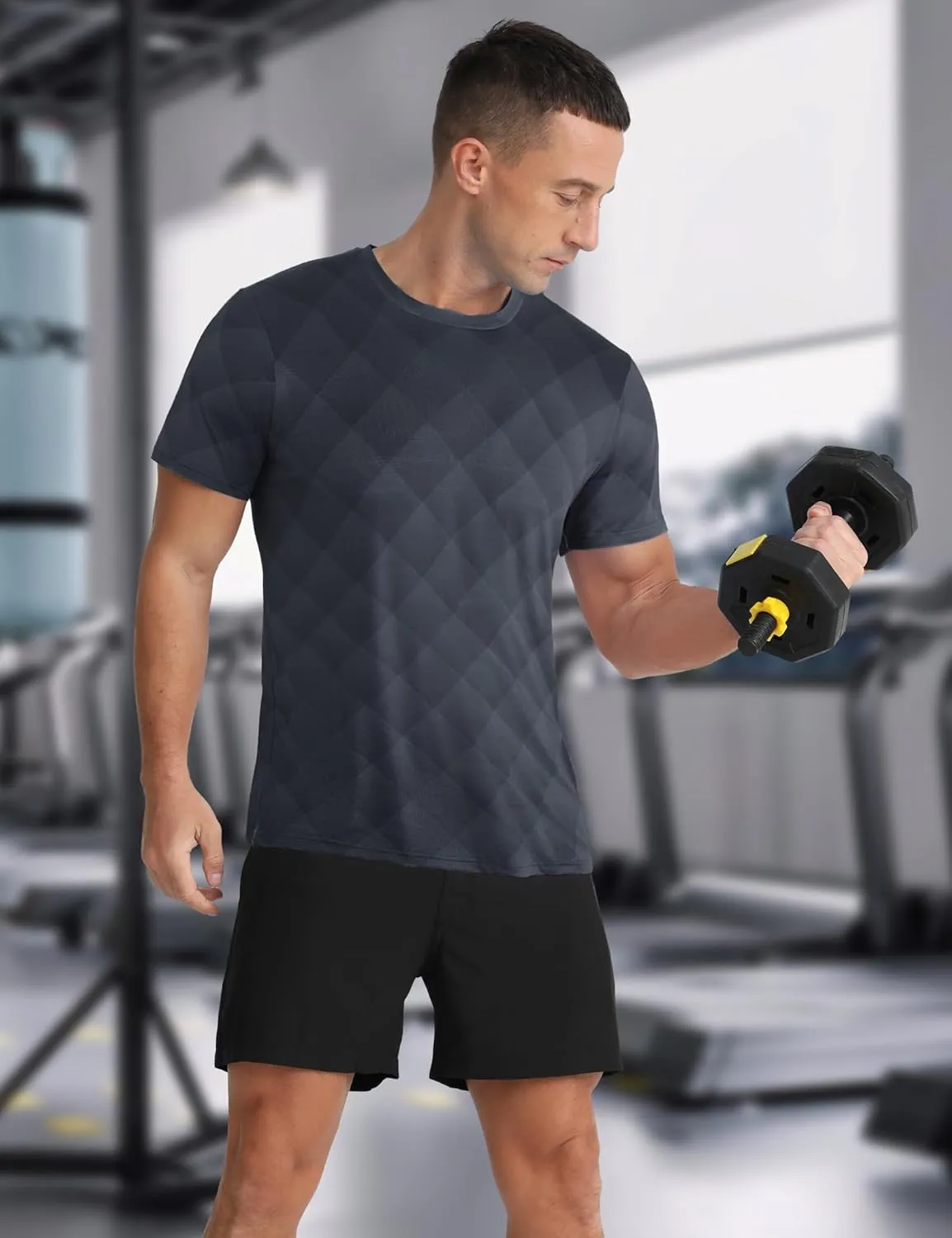 Men's Athletic T-Shirt Performance Gym Shirt Quick Dry Moisture Wicking Running Workout Short Sleeve Tops