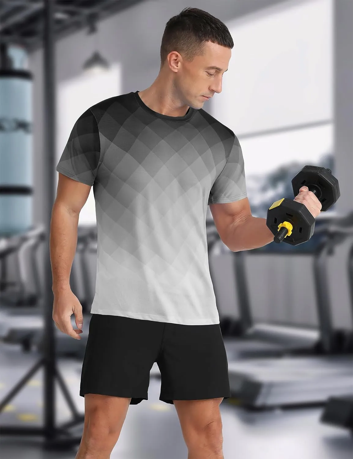 Men's Athletic T-Shirt Performance Gym Shirt Quick Dry Moisture Wicking Running Workout Short Sleeve Tops