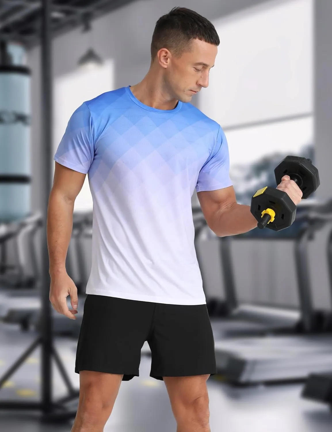 Men's Athletic T-Shirt Performance Gym Shirt Quick Dry Moisture Wicking Running Workout Short Sleeve Tops