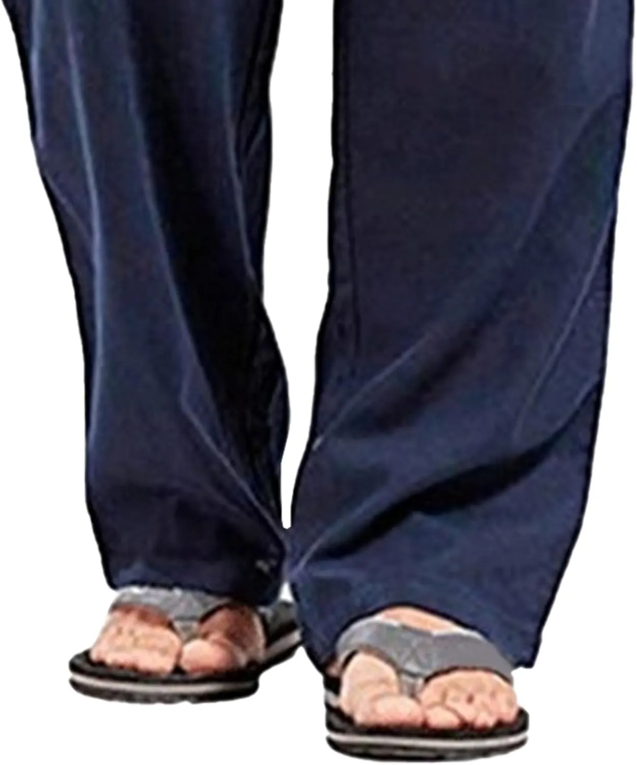 Men's Baggy Cotton Linen Summer Pants Drawstring Solid Beach Trousers Straight Leg Casual Outdoor Sweatpants