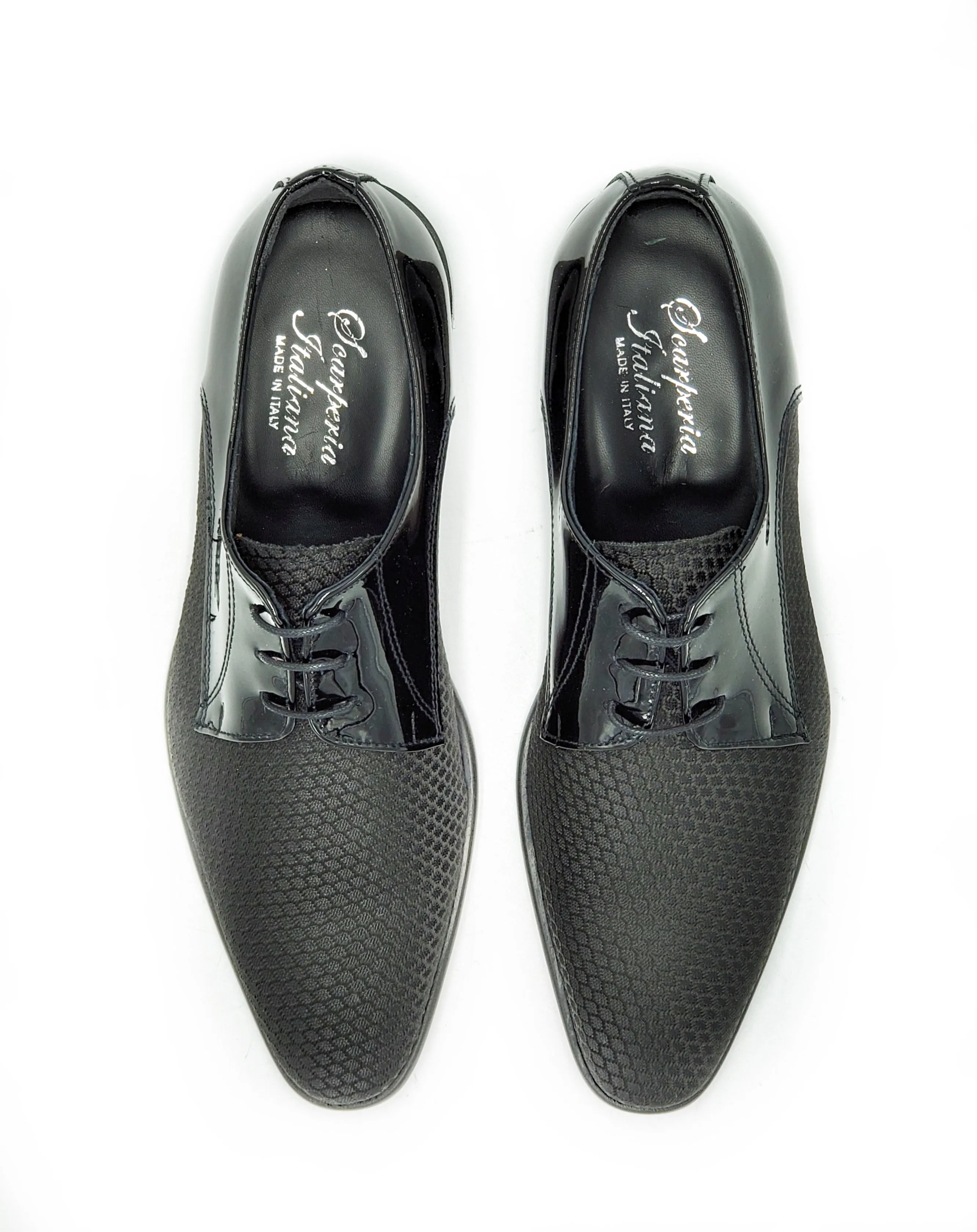Men's Black Formal Derby Shoe ( Honeycomb Fabric Toe)