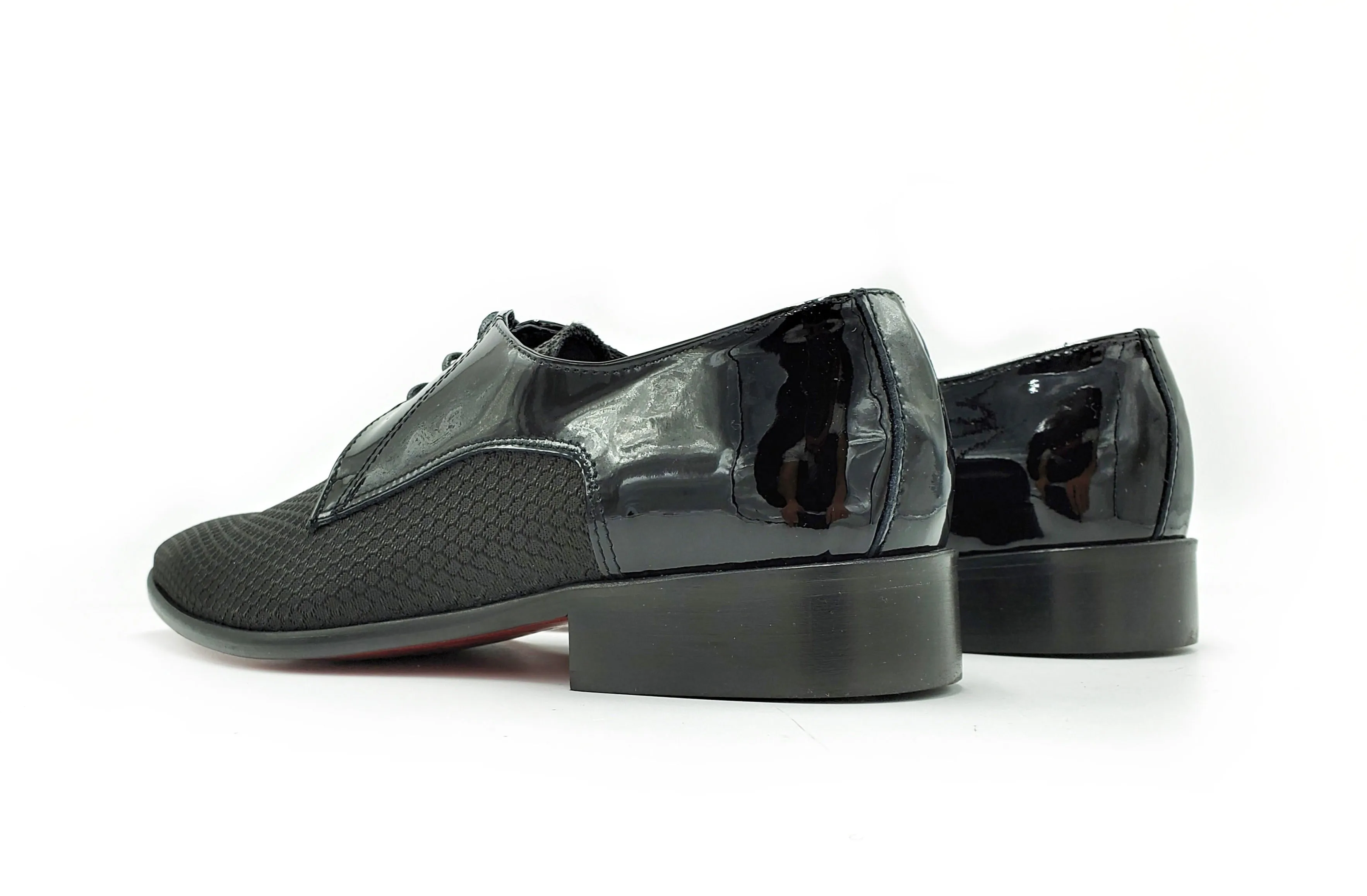Men's Black Formal Derby Shoe ( Honeycomb Fabric Toe)