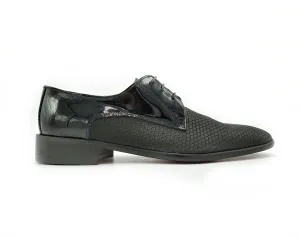 Men's Black Formal Derby Shoe ( Honeycomb Fabric Toe)