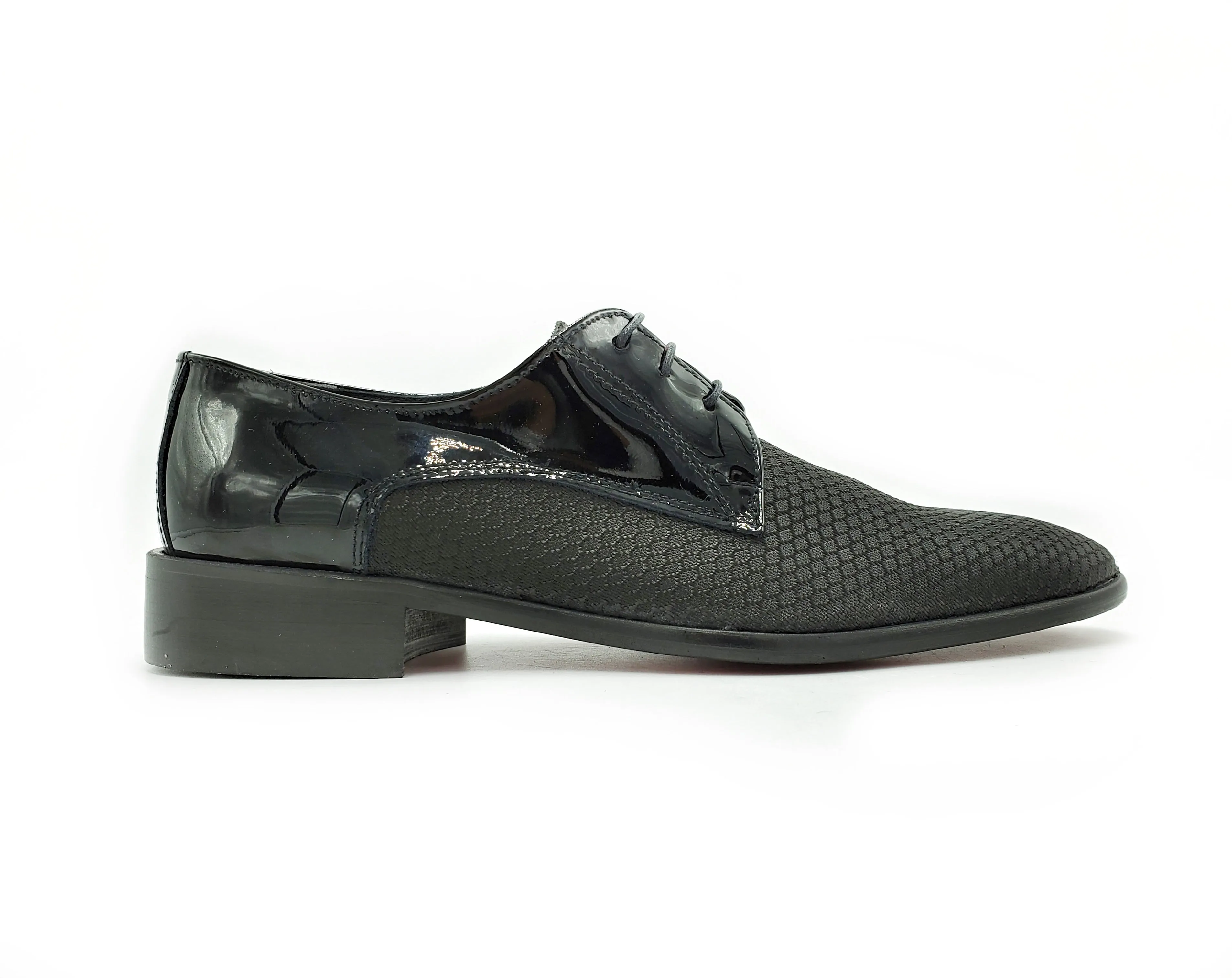 Men's Black Formal Derby Shoe ( Honeycomb Fabric Toe)