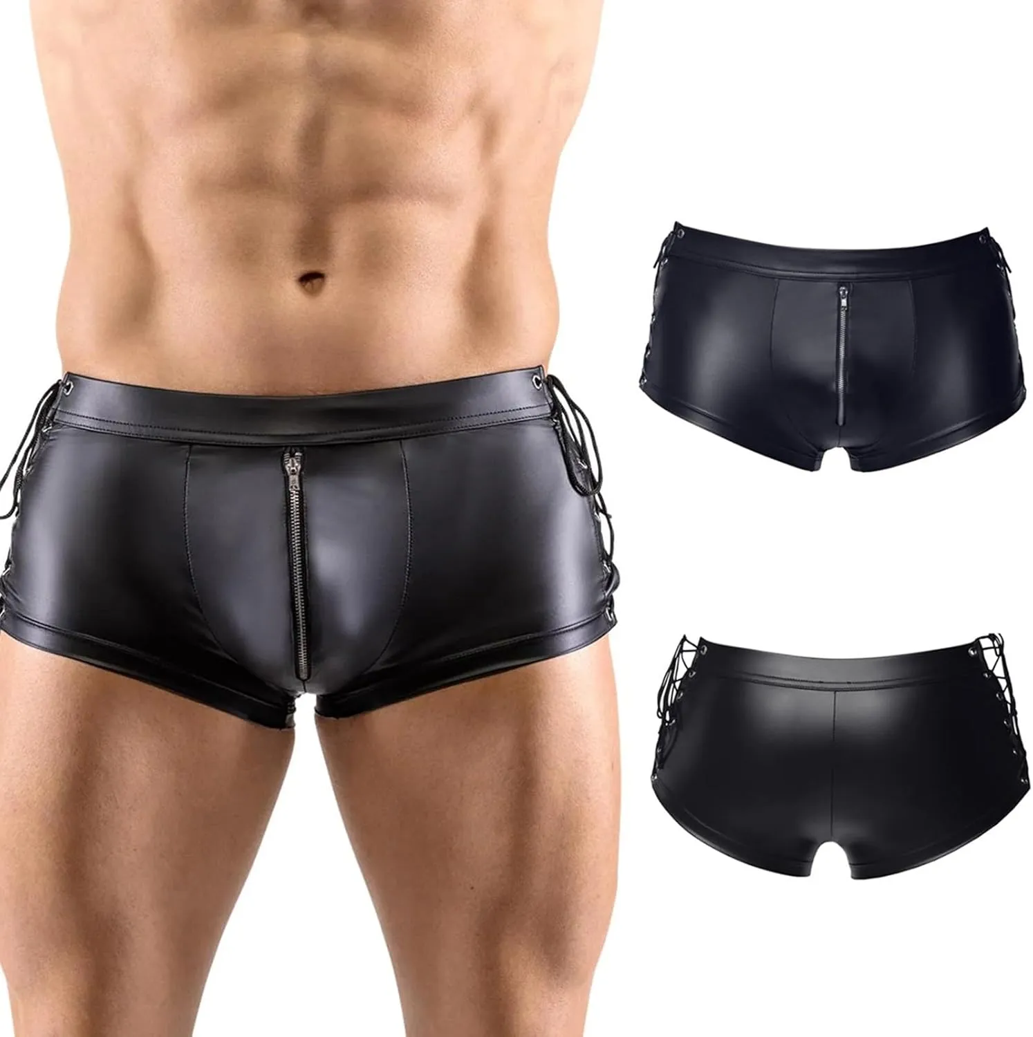Mens Leather Underwear With Straps Performance Clothes Mens Faux Leather Underwear