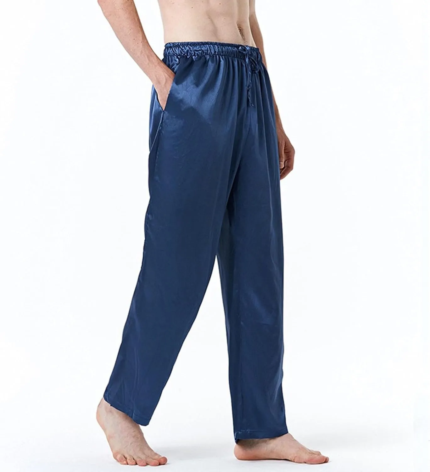 Men's Loose Fit Drawstring Comfort Yoga Pants Straight Leg Solid Indoor Trousers Elastic Waist Baggy Sweatpants