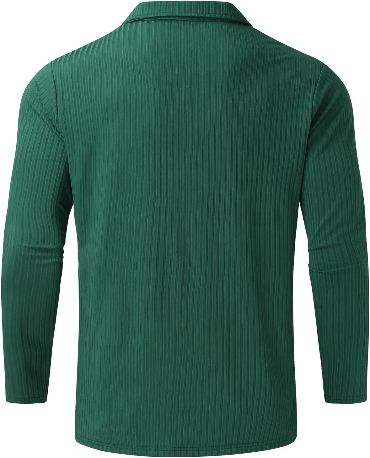 Men's Muscle T Shirt Stretch Long Sleeve Workout Shirts Slim Fit Casual Plain Tees Stylish Quarter Zip Polo Shirt